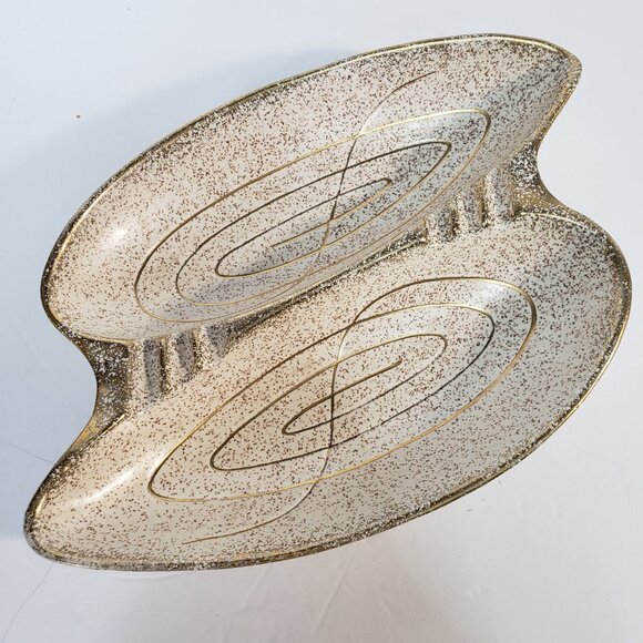 Vintage MCM Gold Ceramic Atomic Starburst Ashtray Tobacciana Decor Hollywood - Picture 4 of 7